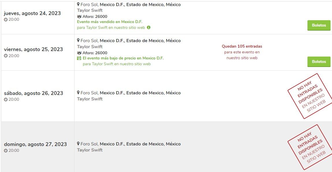Venta de entradas en Viagogo (Foto: captura pantalla Viagogo)