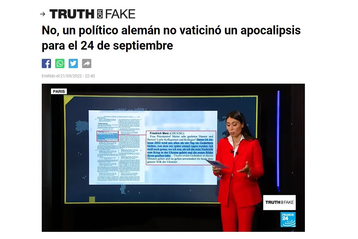 Medios europeos desmienten la información que se dice en TikTok y otras redes sociales sobre lo declarado por Merz. (Foto: france24.com)