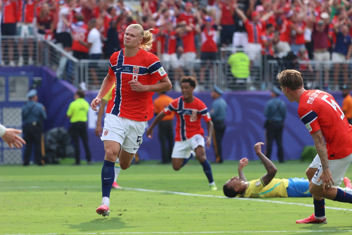 Erling Haaland fue la gran figura de Noruega y sentenció la eliminación de Brasil. (AP Photo/Pamela Smith)
