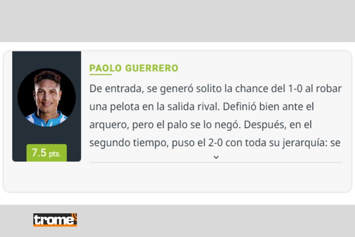 Diario Olé calificó positivamente a Poalo guerrero (@diarioole)