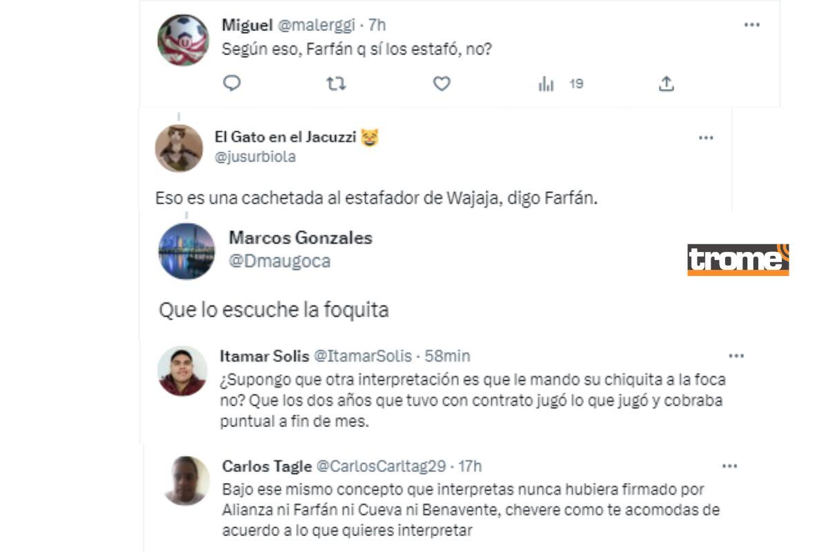 Hinchas de Alianza Lima asociaron frase de Claudio Pizarro a situiación que vivió Farfán (@twitter)
