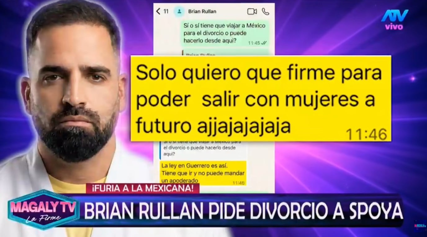 Bryan Rullan exige acelerar el divorcio con Laura Spoya.