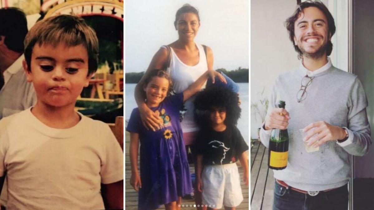 El collage de imágenes de Roberto Blandón Jr. En la del medio aparece de pequeño junto a Regina y su mamá (Foto: Regina Blandón / Instagram)