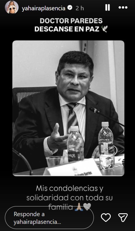 Yahaira Plasencia lamenta el fallecimiento de su abogado Iván Paredes.