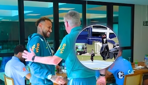 Neymar llegó en helicóptero a práctica de Brasil: así lo recibió Carlo Ancelotti