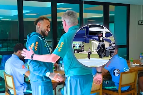 Neymar llegó en helicóptero a práctica de Brasil: así lo recibió Carlo Ancelotti