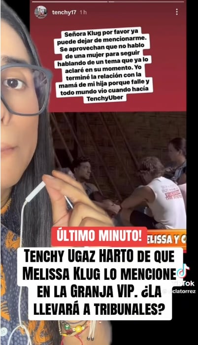 Tenchy Ugaz exige a Melissa Klug que no lo mencione en 'La Granja vip'.