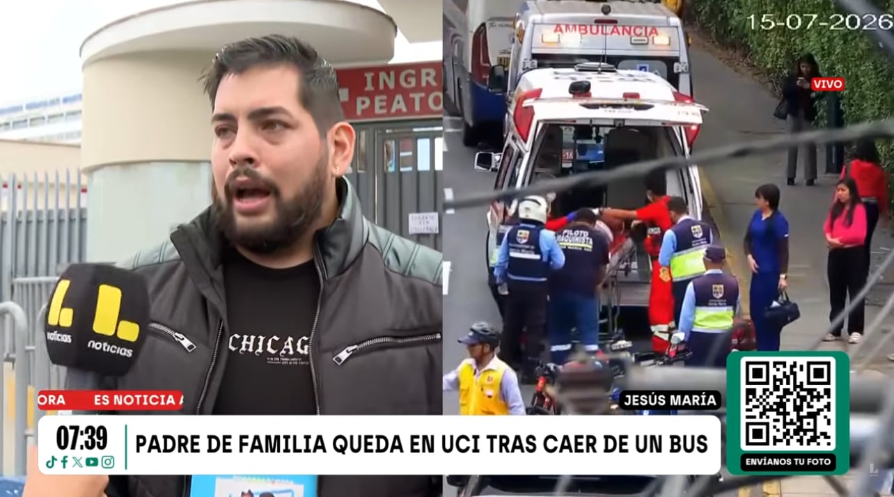 Padre de familia termina en coma inducido y en UCI tras caer de bus en Jesús María.