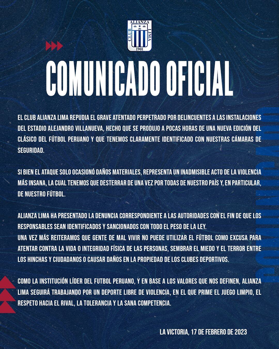 Foto: Twitter de Alianza Lima