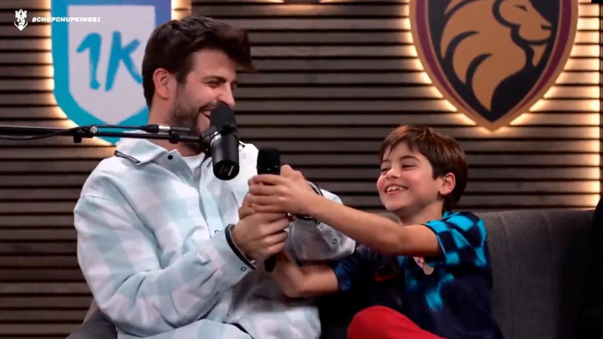 Gerard Piqué junto a su hijo Milan cuando ambos participaron en un stream de la Kings Legue (Foto: Kings League / Twitch)