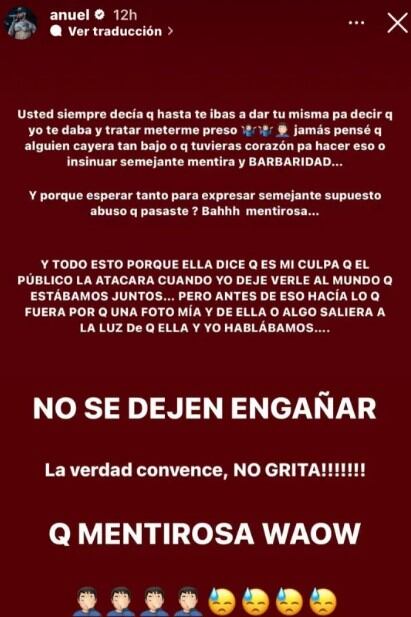 Publicación en las historias de Instagram de Anuel AA (Foto: Anuel AA/Instagram)