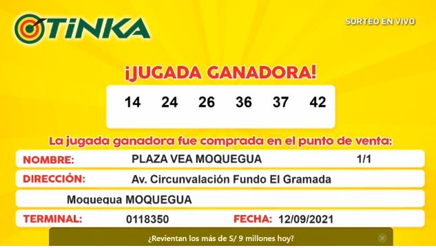 Reventó el pozo millonario y una persona se llevó más de 9.2 millones de soles. Foto: captura