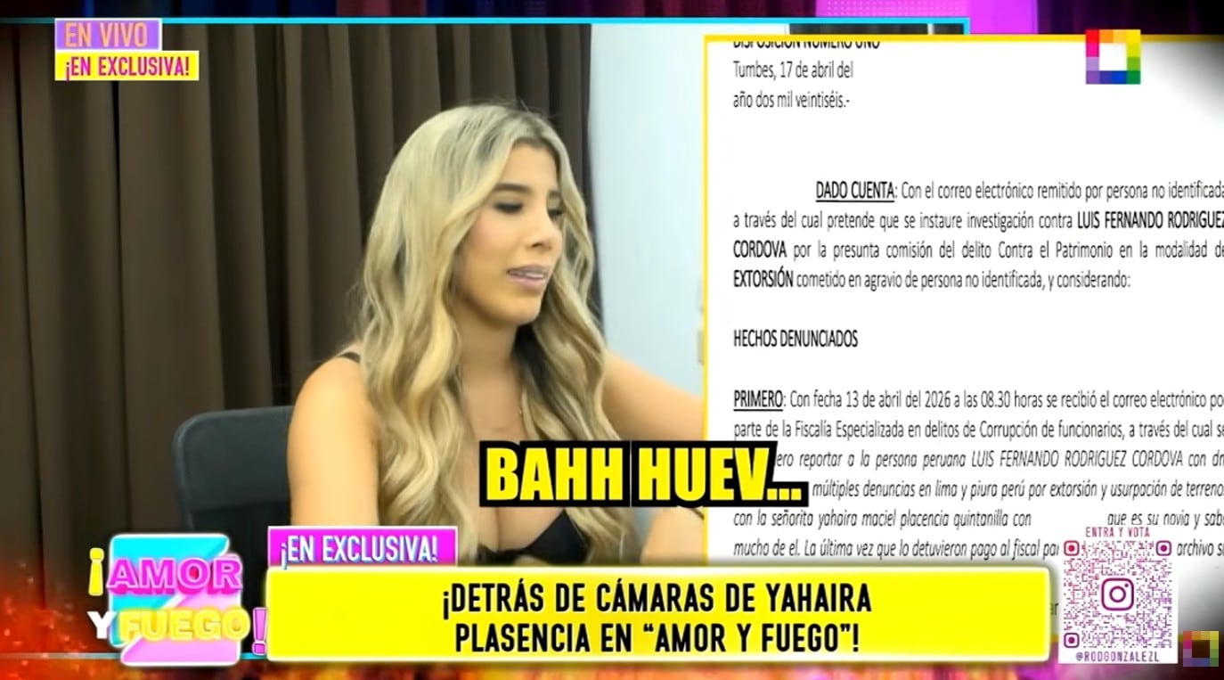 Yahaira estalla al ver documento que acusa a su pareja de extorsión.