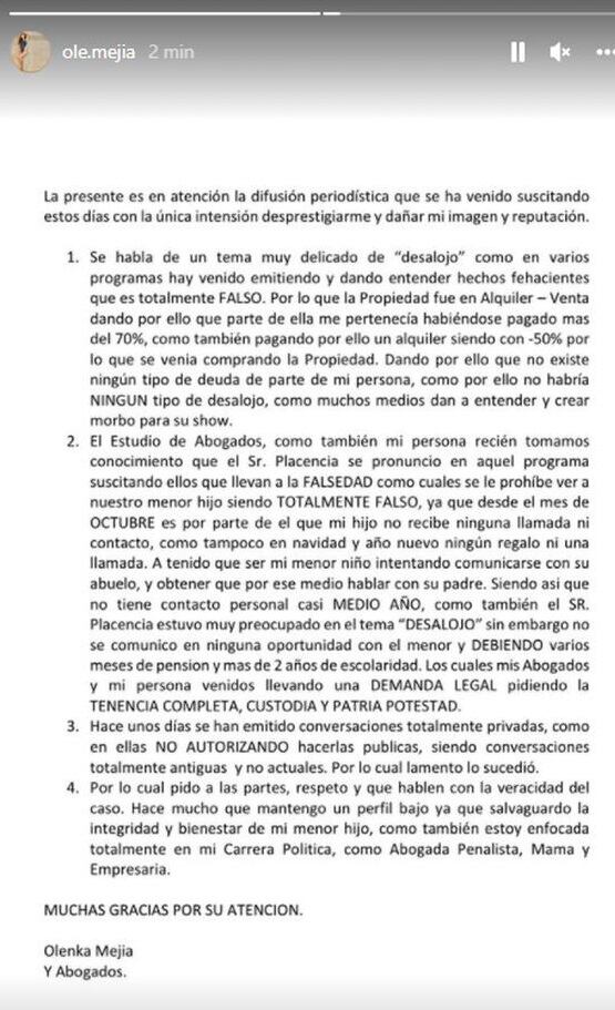 Olenka Mejía comparte pronunciamiento tras confirmar relación con Jefferson Farfán.