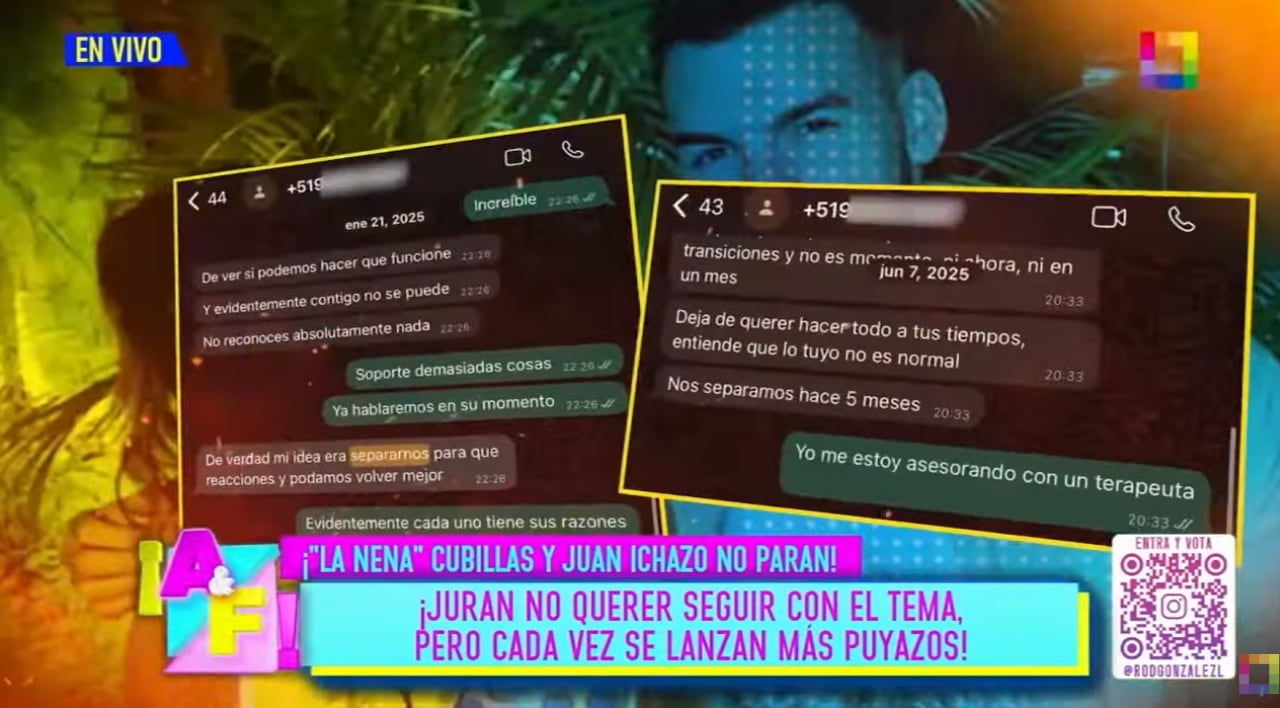 Juan Ichazo revela chats con la 'Nena' Cubillas que desmentirían adulterio.
