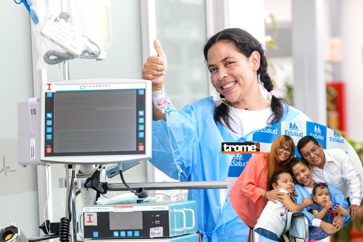 El corazón de Leslie ya no funcionaba, su grave insuficiencia cardíaca ya no respondía a tratamientos. Médicos del INCOR de EsSalud le colocaron dispositivo ('corazón artificial') que reemplaza la función de este órgano vital. (Entrevista: Isabel Medina / Foto: EsSalud / Compos. Trome).