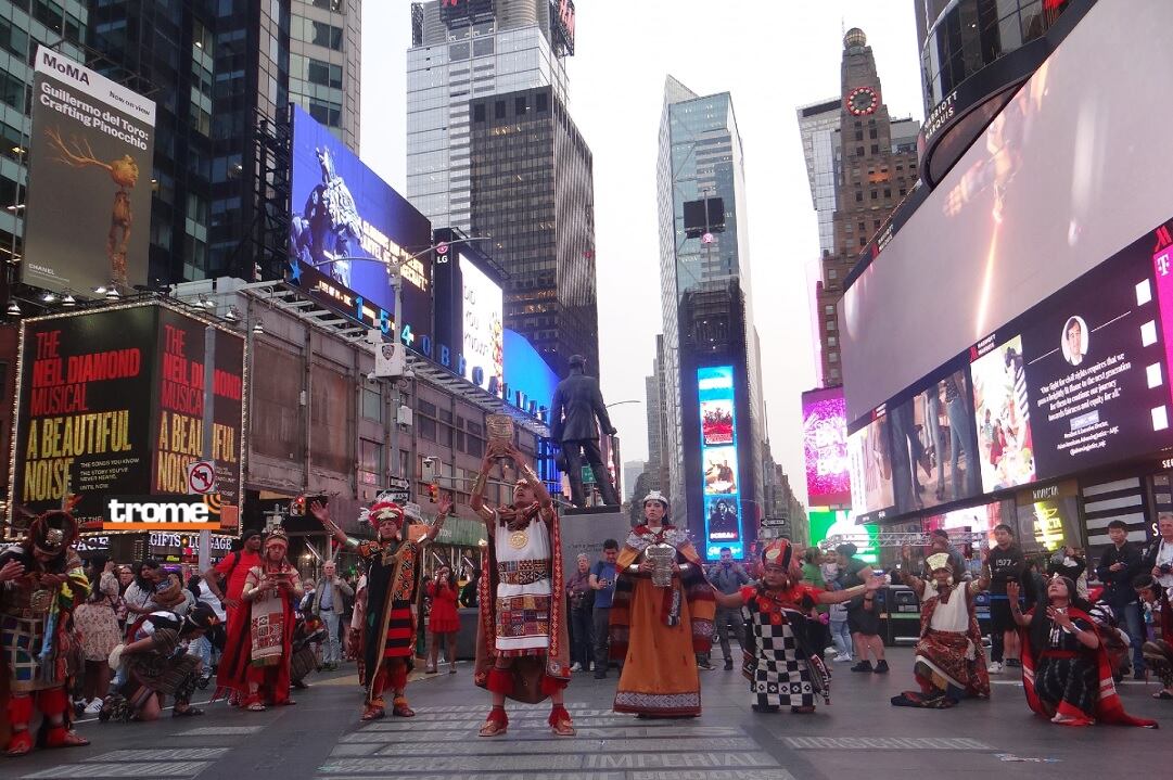 El Inti Raymi tuvo un lanzamiento mundial desde Nueva York. El inca y la coya estuvieron en la 'Ciudad delos rascacielos'. (Trome).