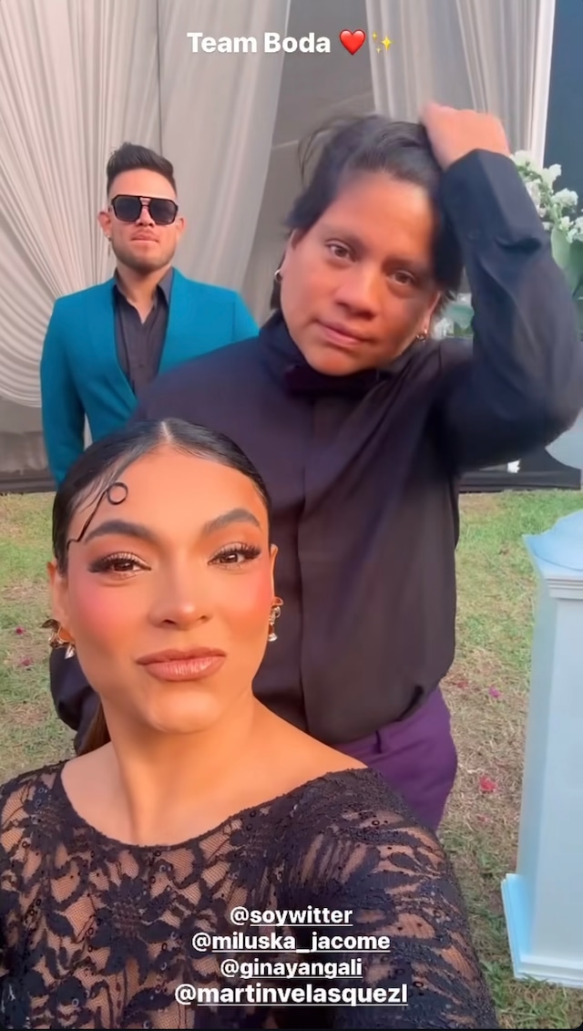 Miluska Jácome y Cielo Torres en la boda de Melissa Paredes y Anthony Aranda.