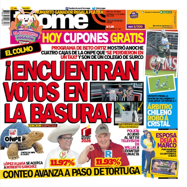 Portada Trome viernes 17 de abril de 2026