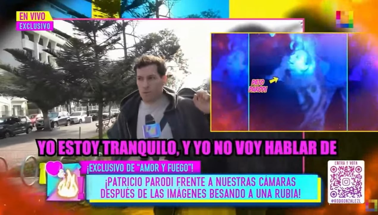Patricio Parodi evita responder sobre las recientes imágenes besándose con una mmodelo en una discoteca.