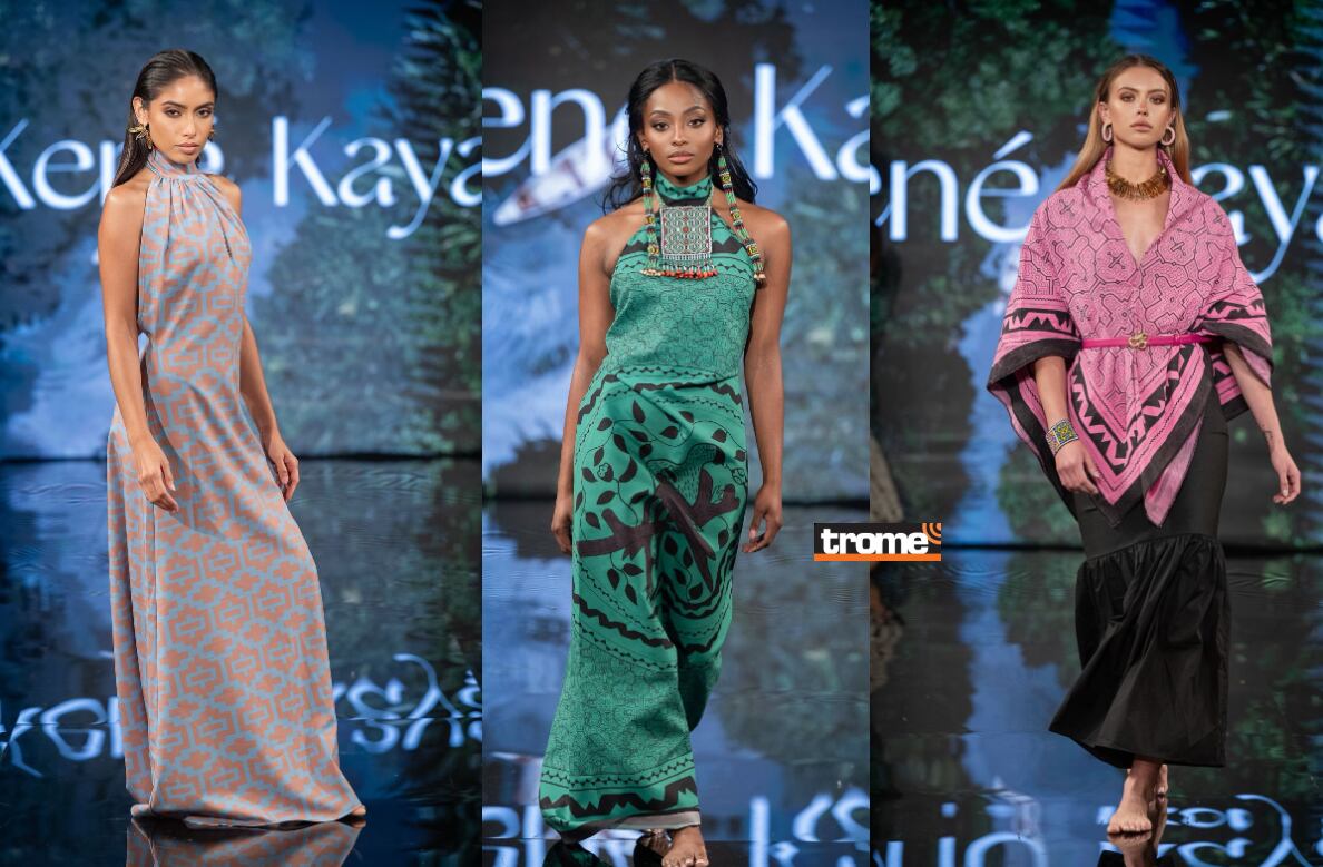 El arte textil kené shipibo-konibo en la moda internacional contemporánea del Nueva York Fashion Week. Descubre más de Kené Kaya, (Entrevista: Isabel Medina / Foto composición: Getty Images/Kené Kaya/ Trome)