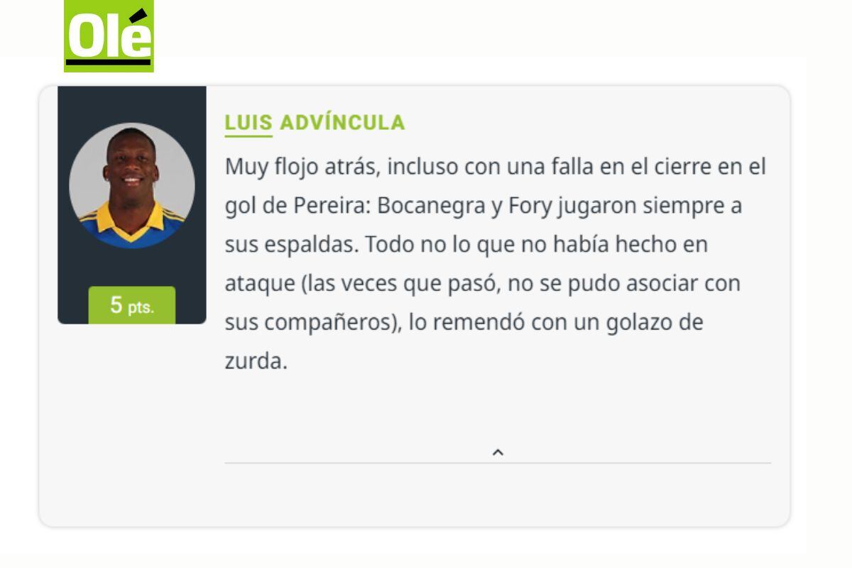 Diario Olé hizo este duro análisis del jugador peruano (@darioole)