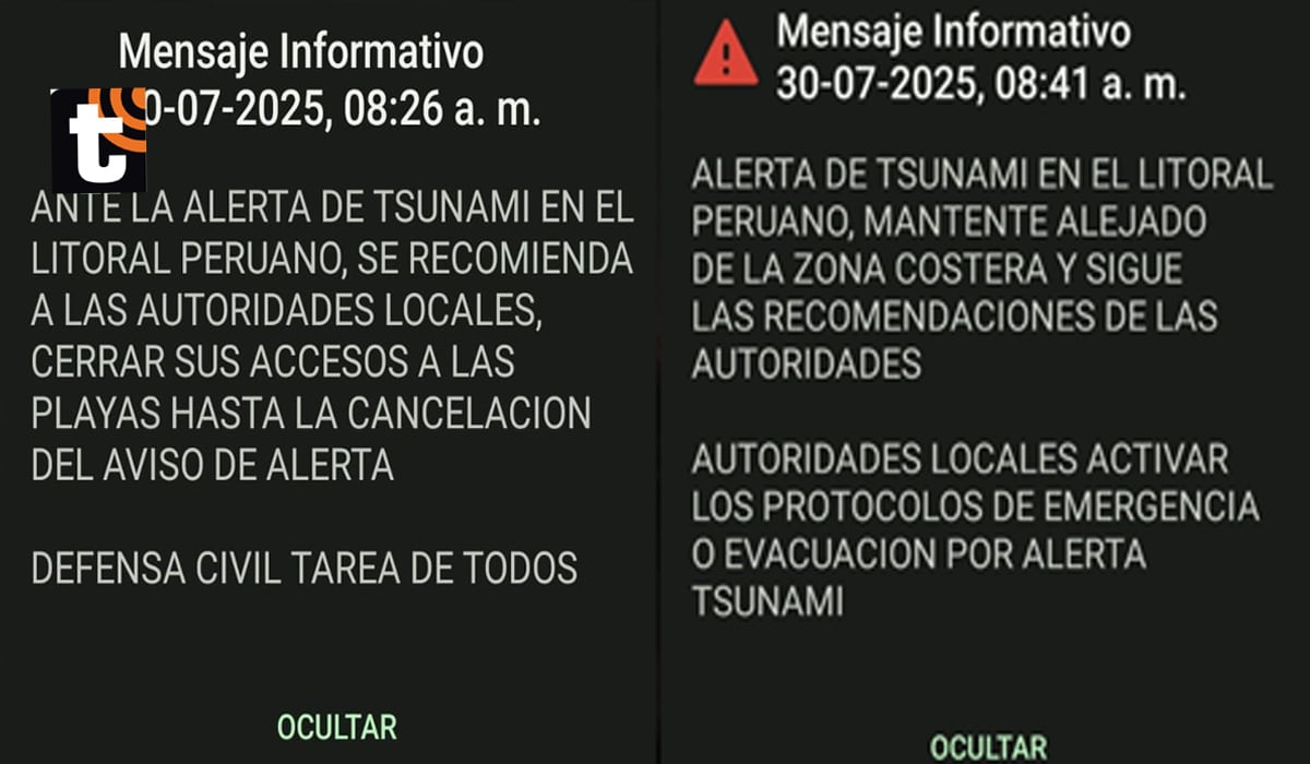 Alerta de tsunami enviado en horas de la mañana.