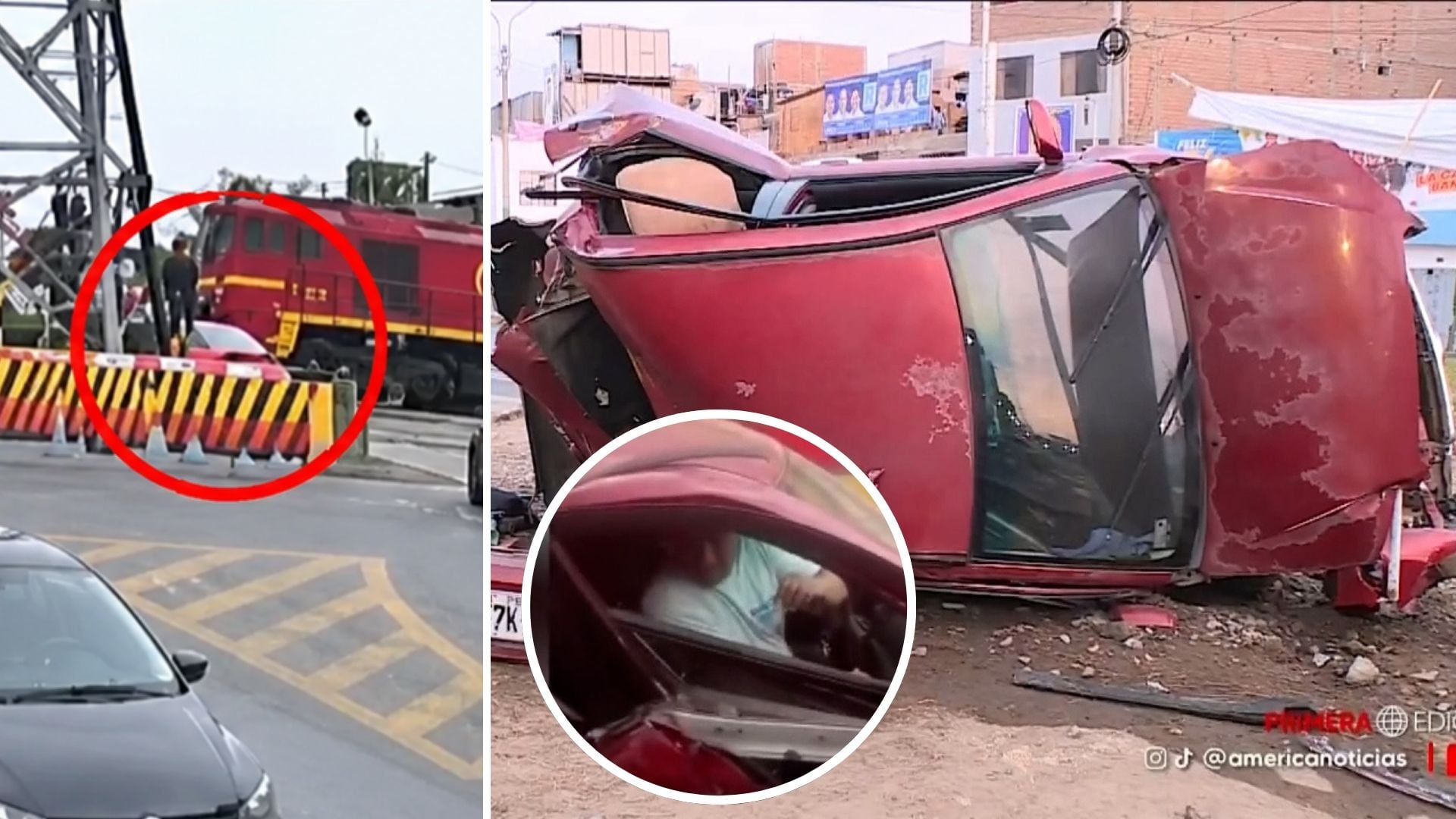 Taxista sobrevive de milagro al ser arrollado por tren en el Callao