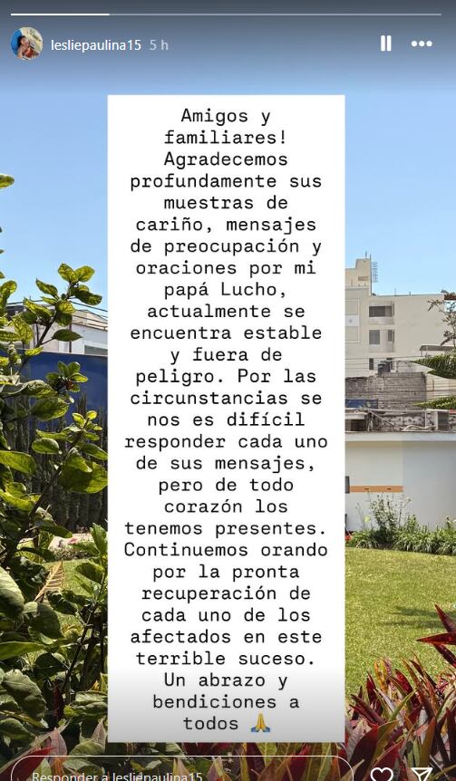 Hija de Lucho Quiroga informa sobre el estado de salud de su padre tras atentado a Agua Marina.