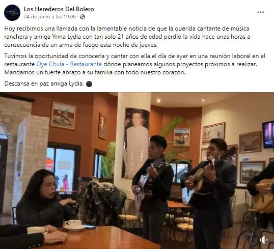 Este fue el emotivo post que le dedicaron a la difunta (Foto: Los Heredos del Bolero/Facebook)