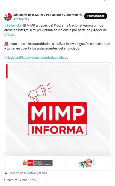 Ministerio de la Mujer envía apoyo a Gabriela Alava