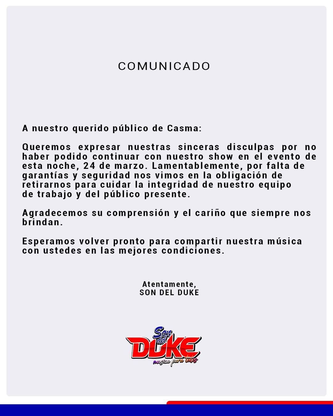 Comunicado de Son del Duke
