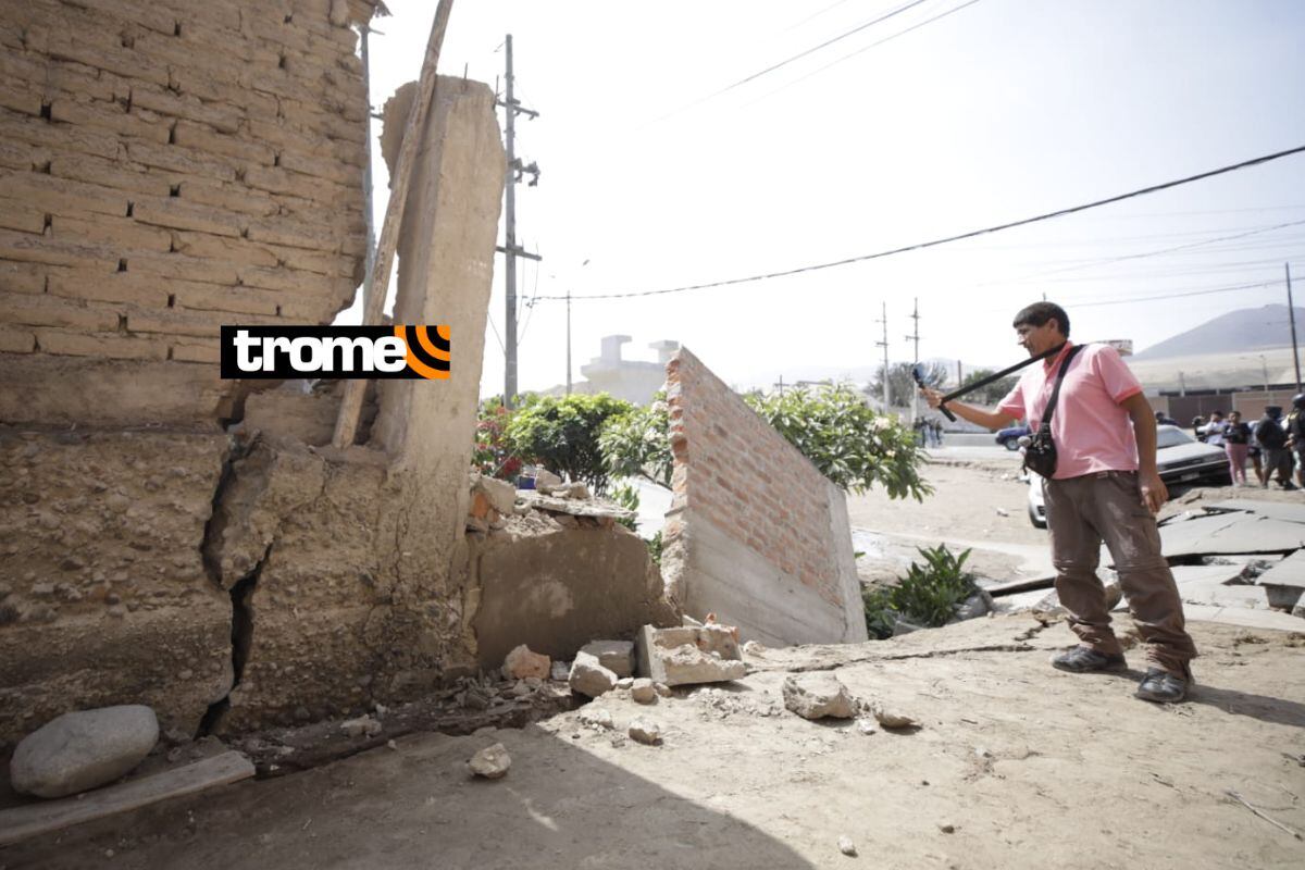 Casas y pistas quedaron destruidas tras hundimiento en Chancay a causa de las obras del túnel de megapuerto. (Foto: Lenin Tadeo / @photo.gec)