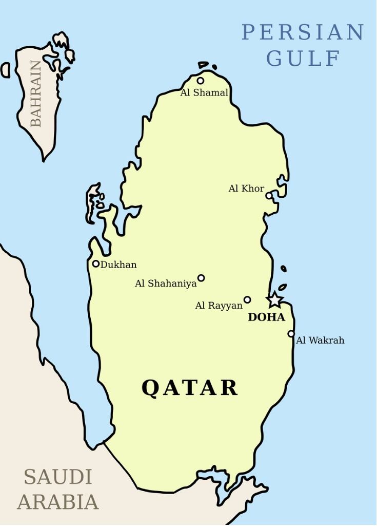 Mapa de Qatar. Foto: ¡Stock.
