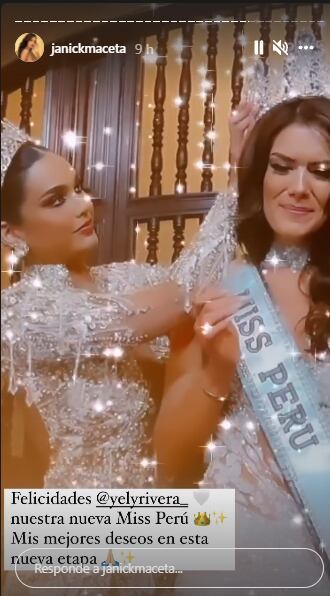 Janick Maceta y su mensaje a Yely Rivera, su sucesora en el Miss Perú. (Foto: @janickmaceta).