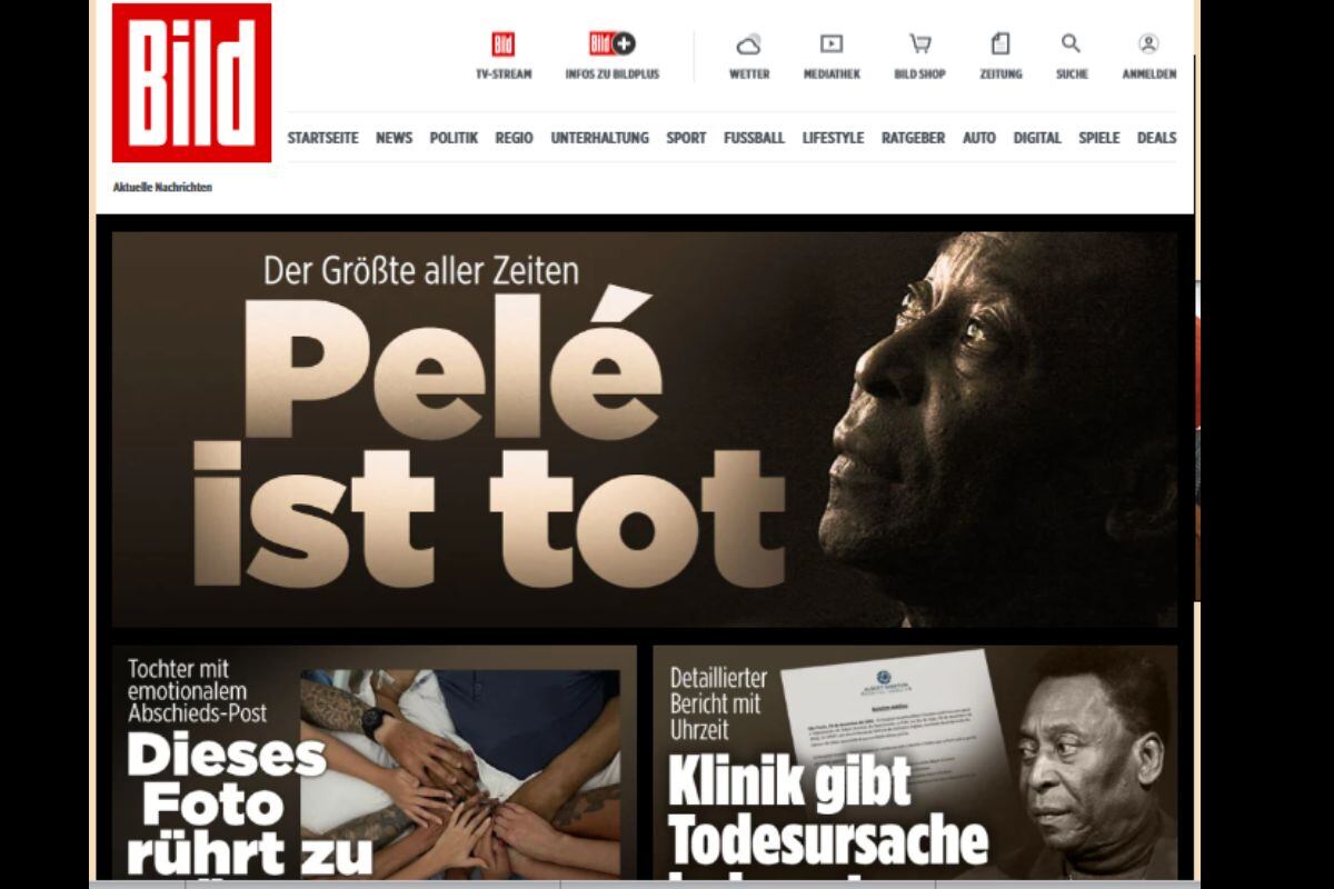 Diario alemán también informó sobre partida de Edson Arante do Nascimento (@bild.de)