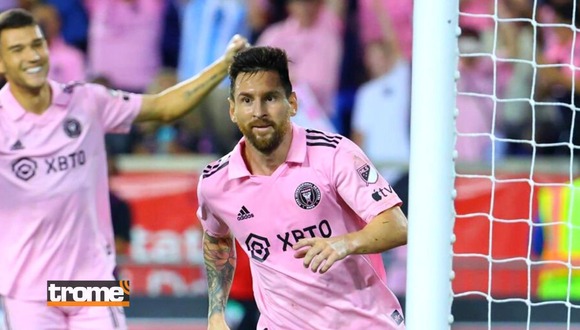 Lionel Messi festeja su gol en debut de la MLS ante RB New York (Foto: AFP)