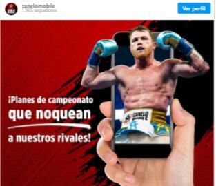 El boxeador también viene promocionado su propia red móvil (Foto: Canelo Mobile/ Instagram)