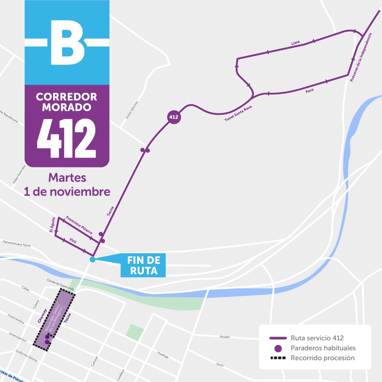 Servicios de transporte público desviarán su ruta durante el último recorrido procesional del Señor de los Milagros. Foto: ATU