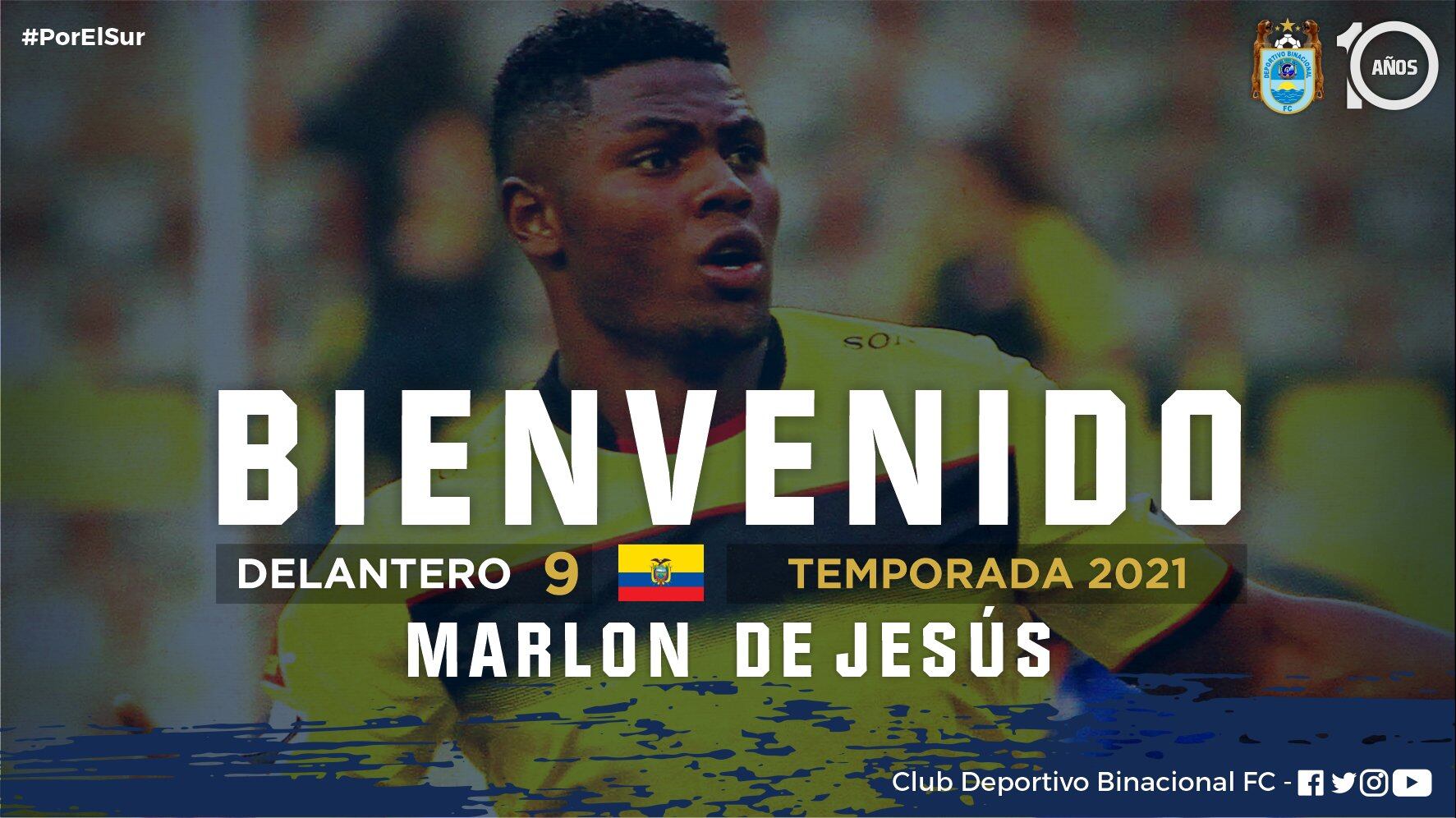 Binacional anunció fichaje de Marlon De Jesús.