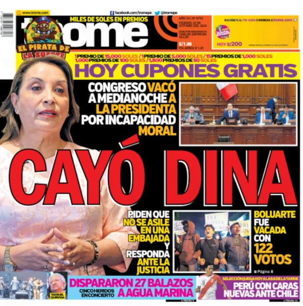 Portada impresa del viernes 10 de octubre de 2025