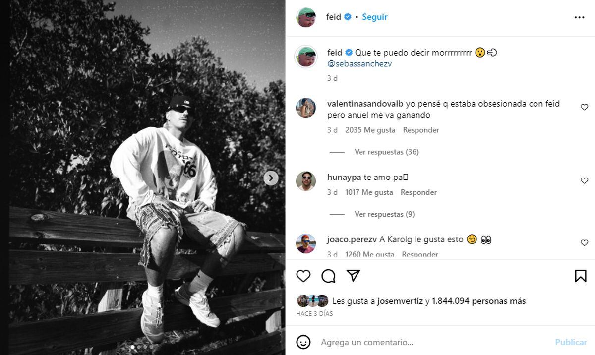 El post de Feid más reciente (8 de mayo) tras el lanzamiento de la canción de Anuel (Foto: Feid / Instagram)