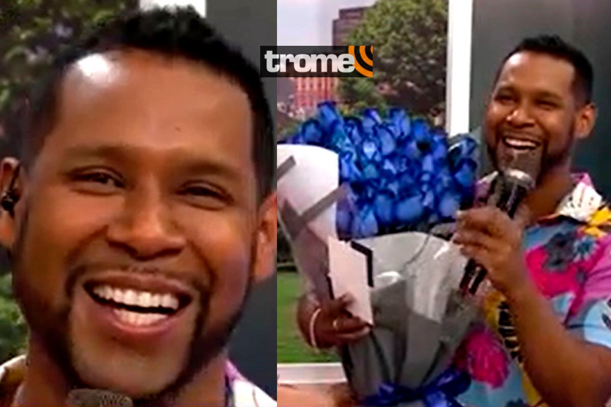 Giselo recibe flores azules por San Valentín. Foto: Captura de pantalla