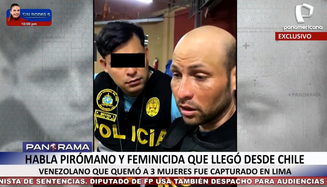 Sujeto que quemó a su expareja y a dos mujeres en Chile, habló frente a la policía peruana.