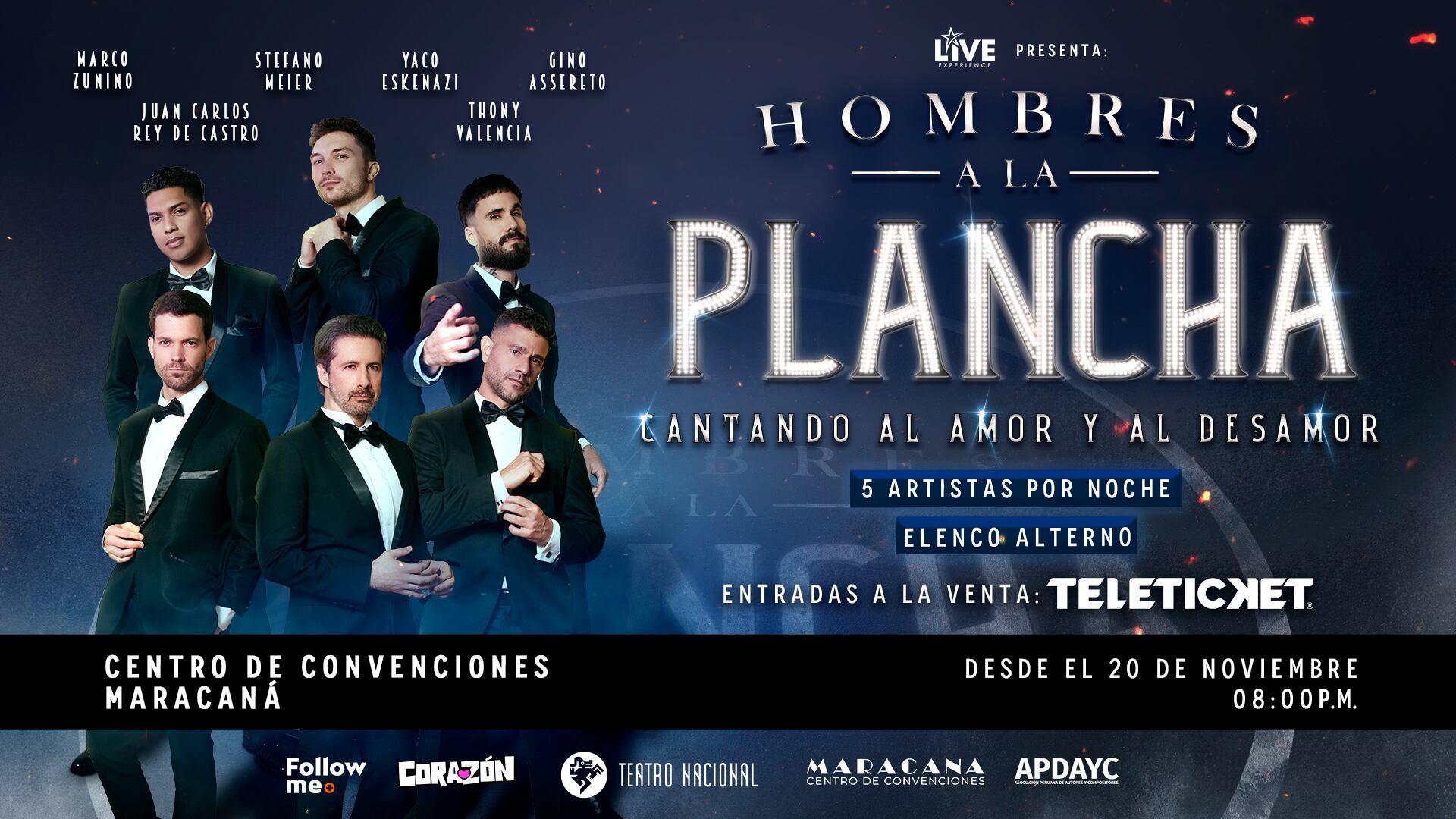 Yaco, Marco Zunino, Juan Carlos Rey de Castro, Stéfano Meier, Thony Valencia y Gino juntos en musical