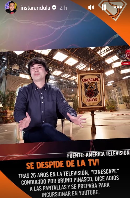 Bruno Pinasco se despide de las pantallas de América Televisión. 'Cinescape' deja las pantallas de a la TV luego de 25 años.