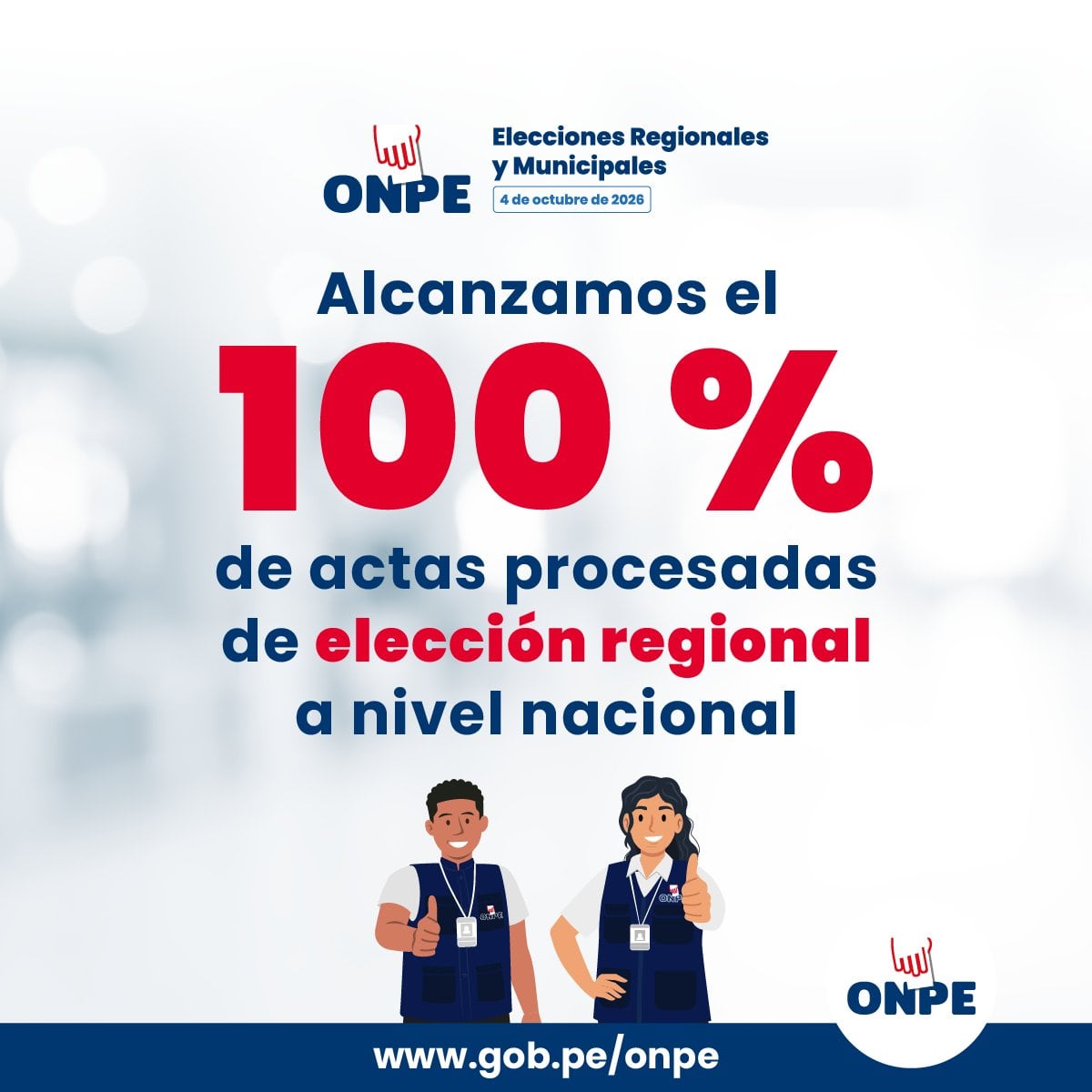 Tantos las actas regionales como municipales ya fueron procesadas. (ONPE)