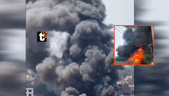 TROME- ¡Alarma por voraz incendio en SJL! Fuego consumió almacén de colchones y movilizó al menos 60 bomberos