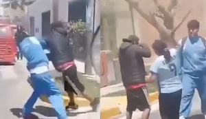 ¡Se acabó la bronca! Mamita sacó correa y separó a estudiante y pasajero de mototaxi que peleaban en Huaral