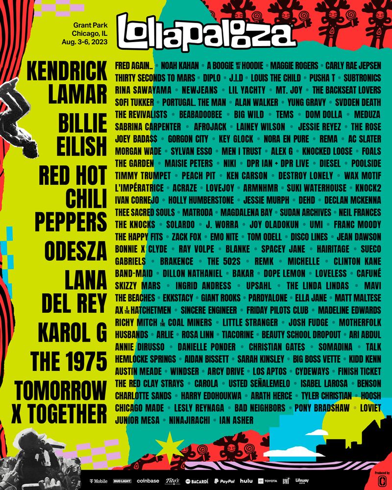 Cartel principal del festival Lollapalooza 2023 (Foto: Lollapalooza)